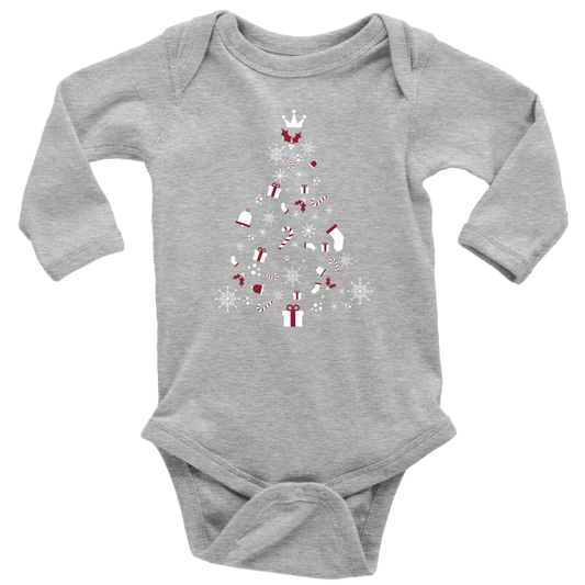 Christmas Tree Long Sleeve Baby Unisex Bodysuit (Available in 4 Colours) - HBS Inspire Me
